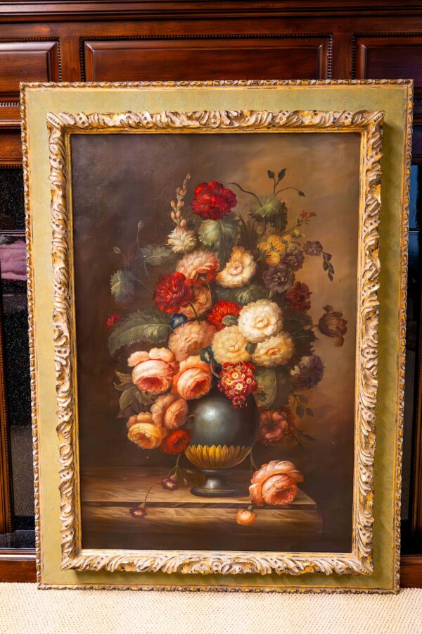 Ethan Allen “Floral Bouquet” – Large Framed Still Life
