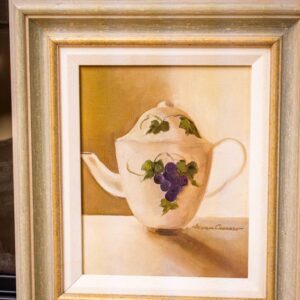 Ethan Allen “Teapot with Grapes” – Framed Canvas Still Life