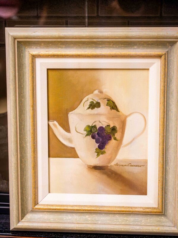 Ethan Allen “Teapot with Grapes” – Framed Canvas Still Life