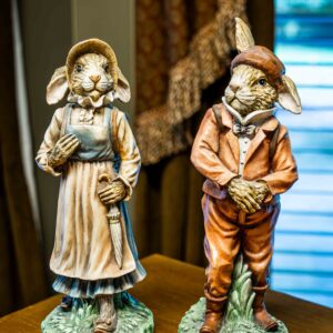 Ethan Allen Wooden Bunny Statue Lot