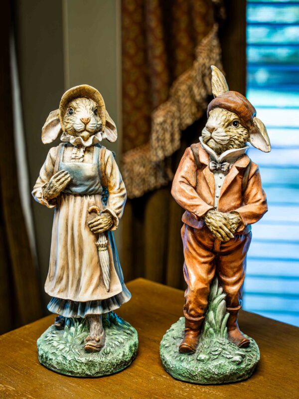 Ethan Allen Wooden Bunny Statue Lot