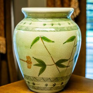 Ethan Allen Green Palm Vase