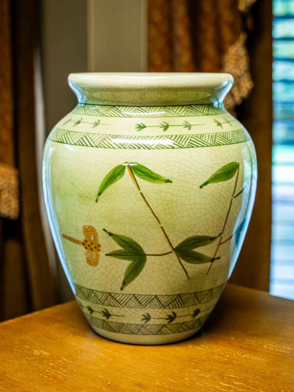 Ethan Allen Green Palm Vase