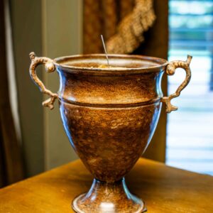 Ethan Allen Antiqued Tin Urn-Style Vase