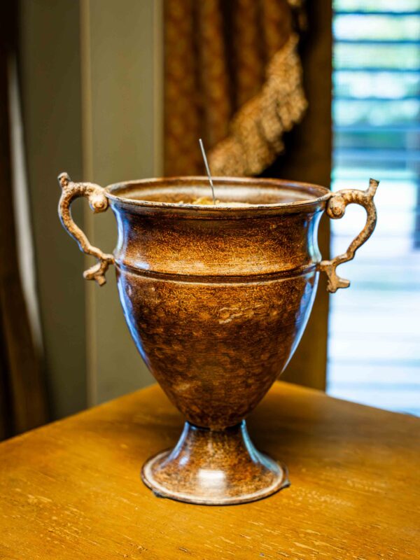 Ethan Allen Antiqued Tin Urn-Style Vase