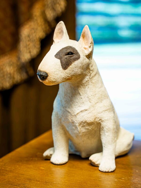 Sandi-Cast Bull Terrier Statue – Brown Spotted Eye (Model 2052B)