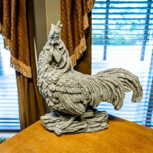 Rustic Stone Rooster Sculpture – 16” Height