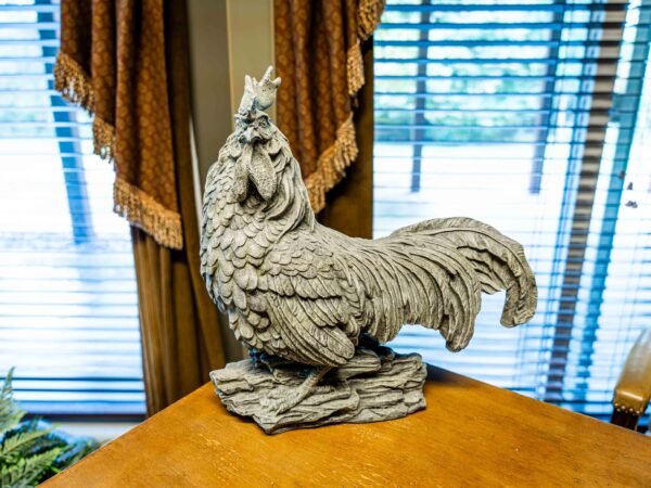 Rustic Stone Rooster Sculpture – 16” Height