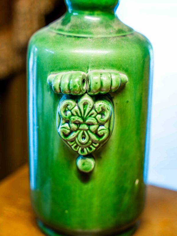 Ethan Allen Green Glazed Vase with Ornamental Detailing - Image 2