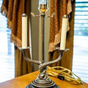 Ethan Allen Bronze-Style Two-Arm Dolphin Base Lamp (with Shade)
