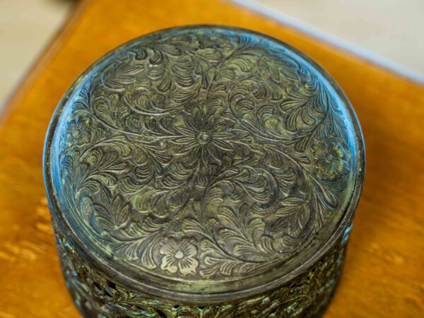 Ethan Allen Ornate Metal Floral Lidded Box - Image 2