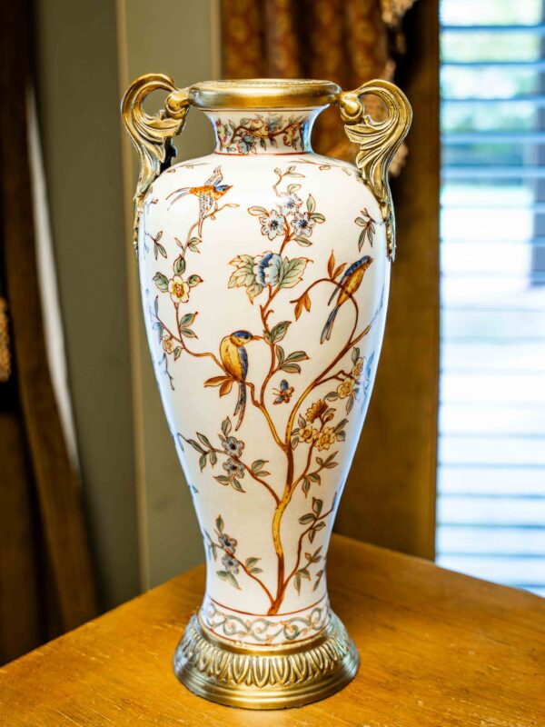 Ethan Allen Floral And Bird Vase 12.5” Height - Image 3