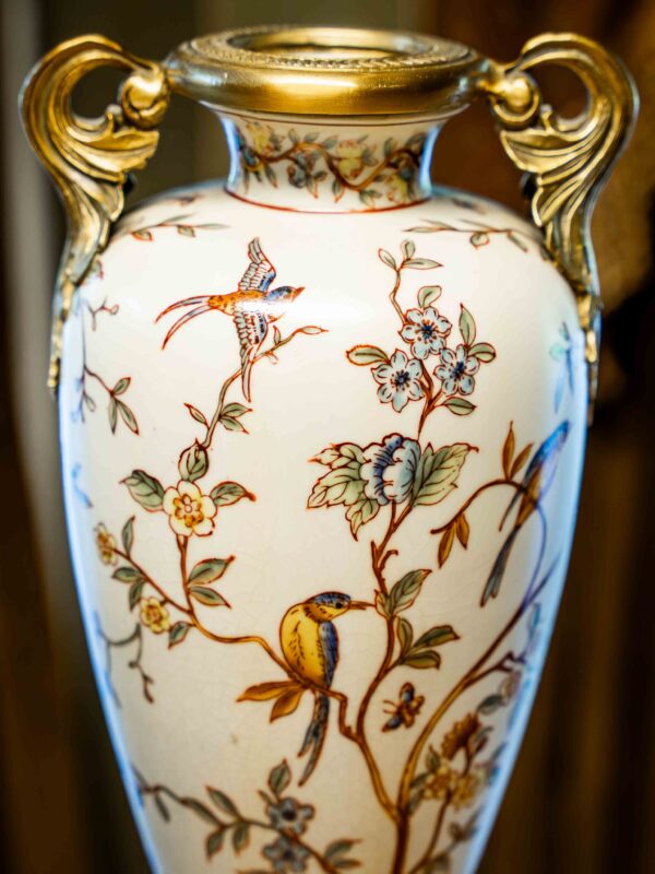 Ethan Allen Floral And Bird Vase 12.5” Height - Image 2