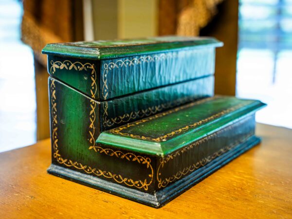Ethan Allen Green Wooden Two-tiered Storage Container Box - Image 3