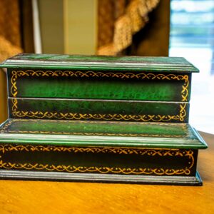Ethan Allen Green Wooden Two-tiered Storage Container Box