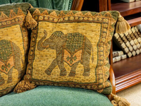 Ethan Allen Elephant Decorative Pillows With Tassels Set Of 2 - Image 2