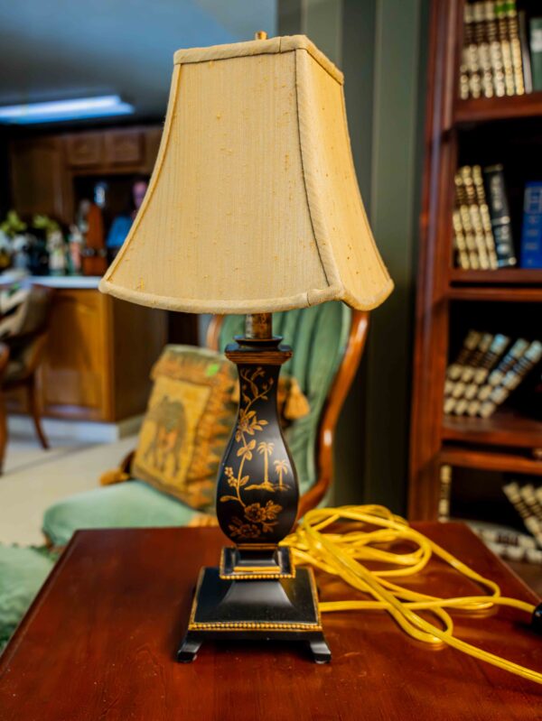 Ethan Allen Black And Gold Palm Decorative Lamp