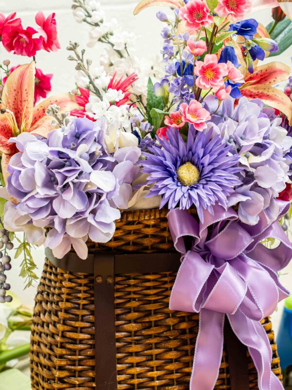 Wicker Basket With Interchangeable Floral Arrangements - Image 2