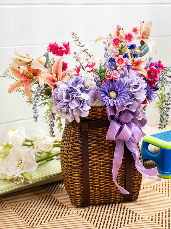 Wicker Basket With Interchangeable Floral Arrangements