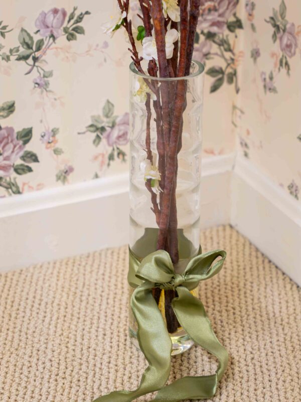 Glass Vase With Floral Arrangement - Image 2