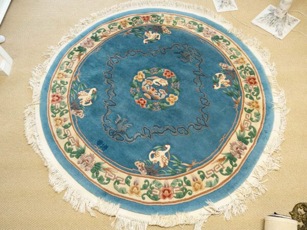 Circular Blue Oriental Rug – 71” Diameter