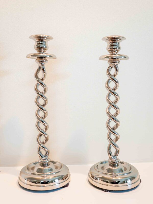 Ethan Allen Spiral Candlestick Holders – Set Of 2 (12.5” Height)