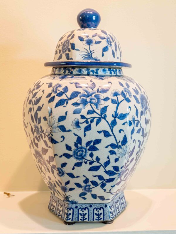 Ethan Allen Geometric Temple Jar / Ginger Jar (16.5” Height)