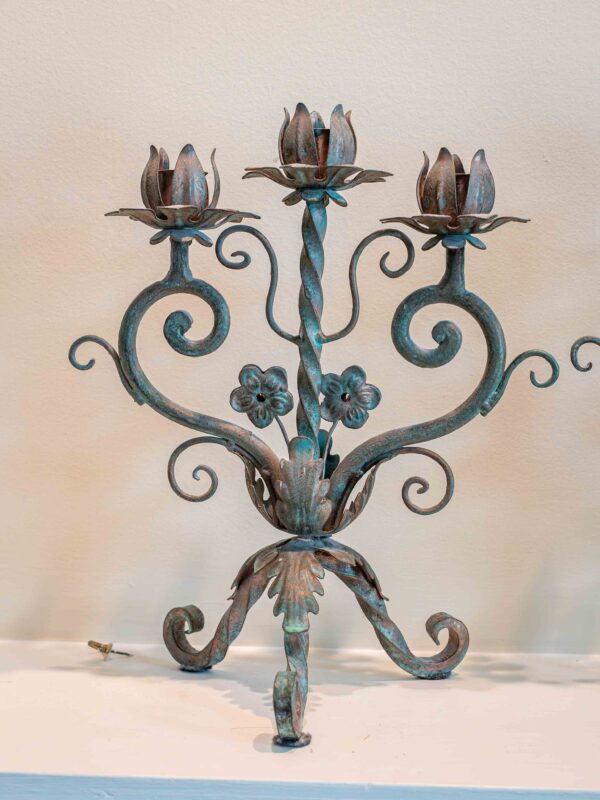 Ethan Allen Wrought Iron Style Candelabra, Set Of 2 - Image 2