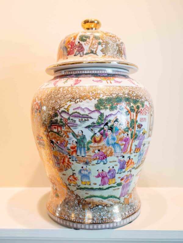 Ethan Allen Oriental Vase With Lid - Image 3