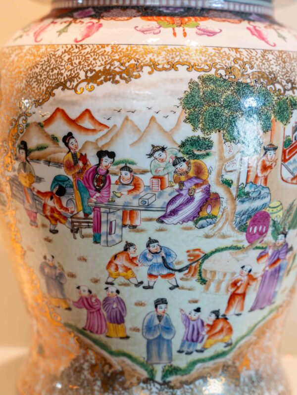 Ethan Allen Oriental Vase With Lid - Image 2