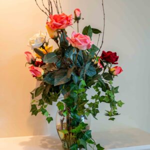 Floral Arrangement In Glass Vase