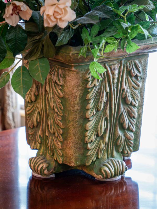Ethan Allen Ceramic Flower Vase With Arrangement - Image 2
