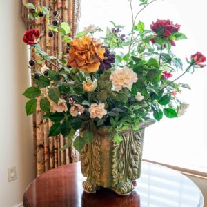 Ethan Allen Ceramic Flower Vase With Arrangement