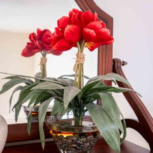 Glass Flower Pot With Floral Arrangement