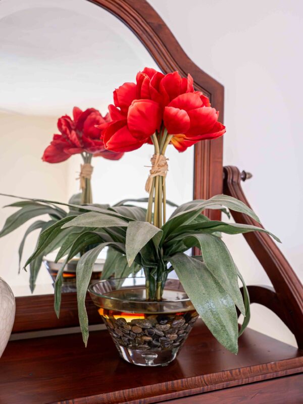 Glass Flower Pot With Floral Arrangement