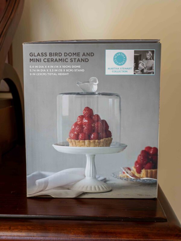 Martha Stewart Collection Glass Bird Dome & Mini Ceramic Stand