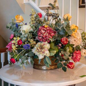 Brass Flower Pot With Floral Arrangement