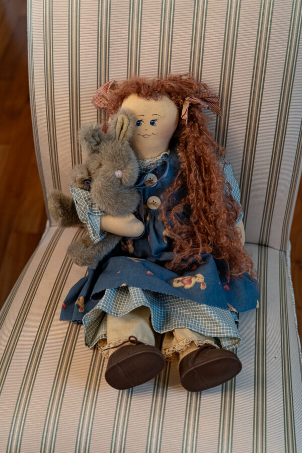 HANDMADE CLOTH DOLL WITH RABBIT