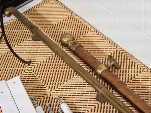 Pair of Vintage Brass & Wood Curtain Rods - Image 5