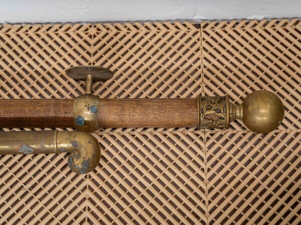 Pair of Vintage Brass & Wood Curtain Rods - Image 3