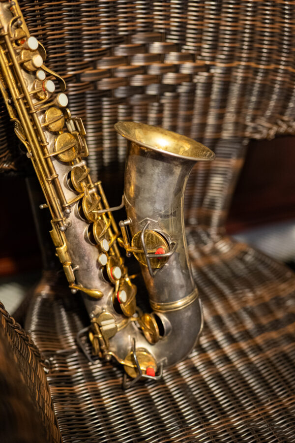 Vintage Brass & Silver Saxophone - Image 5