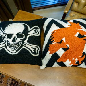 Halloween Pillow Lot – Witch & Skull Designs (Set of 2)