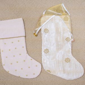 Set of 2 White Christmas Stockings