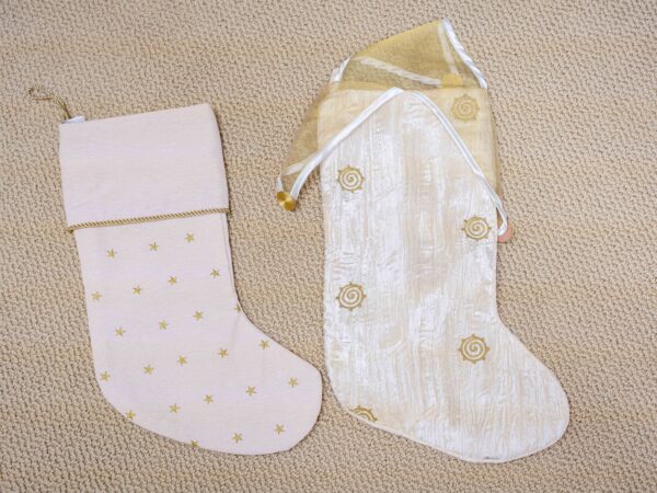Set of 2 White Christmas Stockings