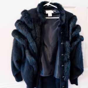 Cache Rabbit Hair Black Fur Jacket – Size L