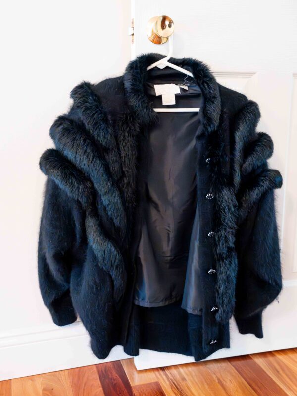Cache Rabbit Hair Black Fur Jacket – Size L