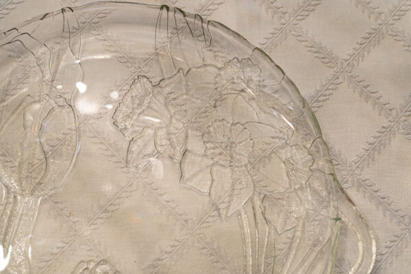 Glass Serving Plate with Handles & Floral Design – 15” x 13” - Image 3