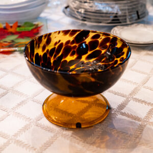 Decorative Amber Speckled Glass Pedestal Bowl