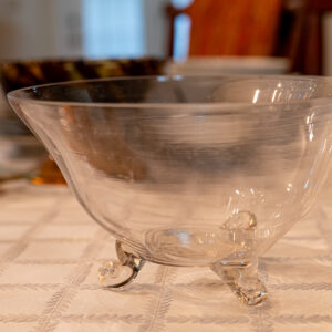 Oddity Inc. Clear Glass Bowl with Scroll Feet – 9” Diameter