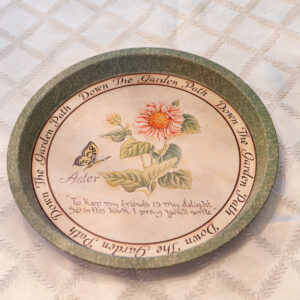 Down the Garden Path Decorative Tin Plate – Aster Flower & Butterfly